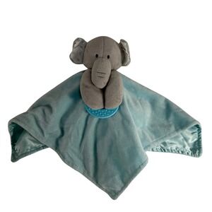 Forever Baby LLC 14in Elephant Lovey Security Blanket Teether Crinkle Ears Blue